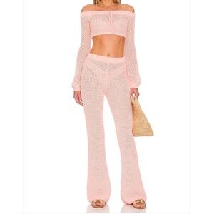 New Revolve Tularose Pink Knit Crochet Pants Large